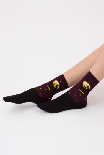 Носки женские классические с принтом WS3 Нalloween 2306 Giulia (vintage grape) Носки женские классические с принтом WS3 Нalloween 2306 Giulia (vintage grape)