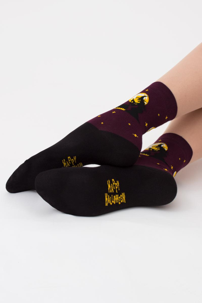 Шкарпетки жіночі класичні з принтом WS3 Нalloween 2306 Giulia (vintage grape)