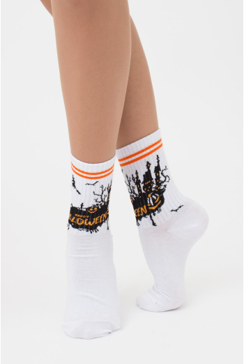 Носки женские высокие с принтом WS3 Нalloween strong 001 Giulia (white) Носки женские высокие с принтом WS3 Нalloween strong 001 Giulia (white)