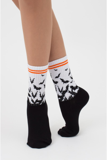 Шкарпетки жіночі високі з принтом WS3 Нalloween strong 002 Giulia (black)