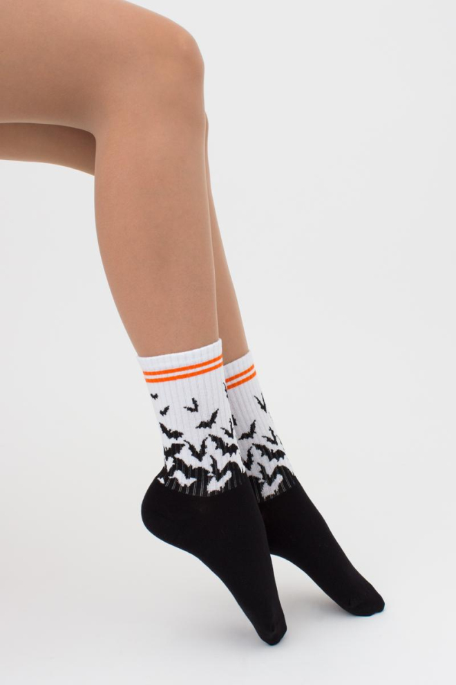 Шкарпетки жіночі високі з принтом WS3 Нalloween strong 002 Giulia (black)