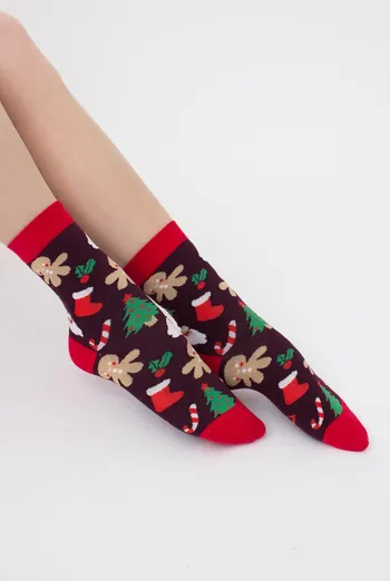 Носки женские классические с новогодним принтом Ws3 New Year (F) 2401 Giulia (vintage grape) Носки женские классические с новогодним принтом Ws3 New Year (F) 2401 Giulia (vintage grape)