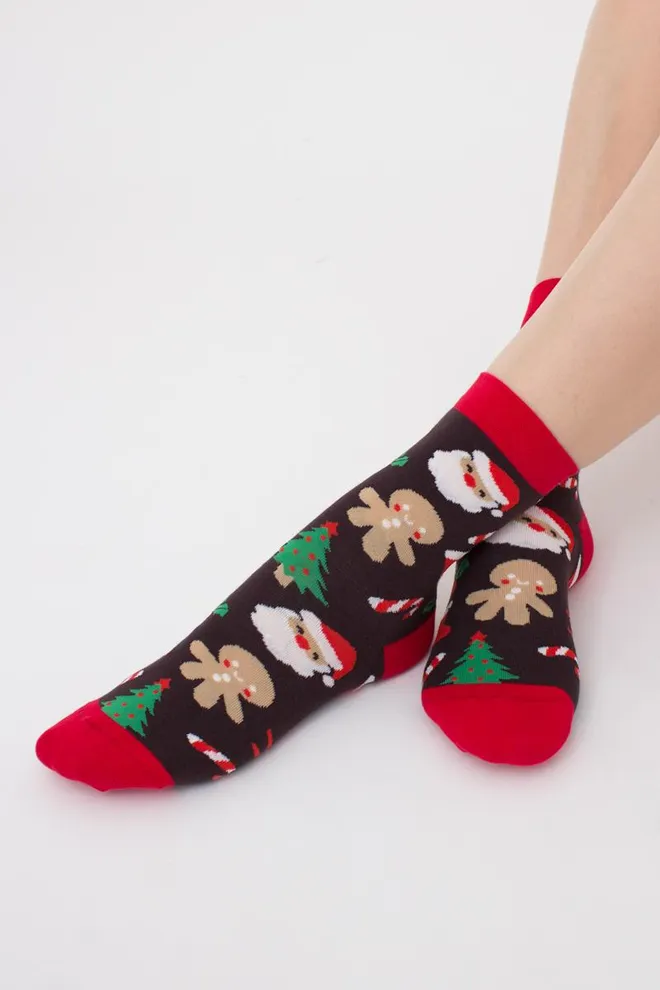 Носки женские классические с новогодним принтом Ws3 New Year (F) 2401 Giulia (caffe)