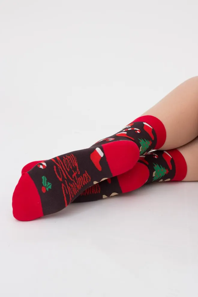 Носки женские классические с новогодним принтом Ws3 New Year (F) 2401 Giulia (caffe)