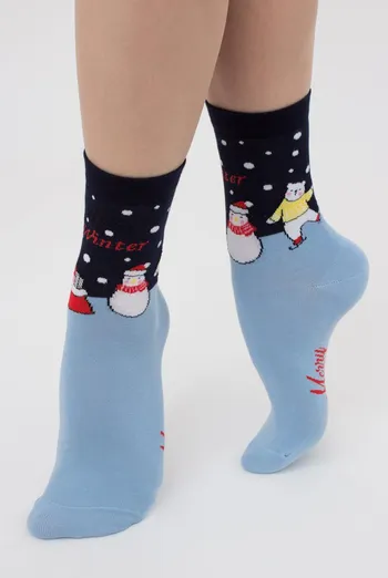 Носки женские классические с новогодним принтом Ws3 New Year (F) 2403 Giulia (navy) Носки женские классические с новогодним принтом Ws3 New Year (F) 2403 Giulia (navy)