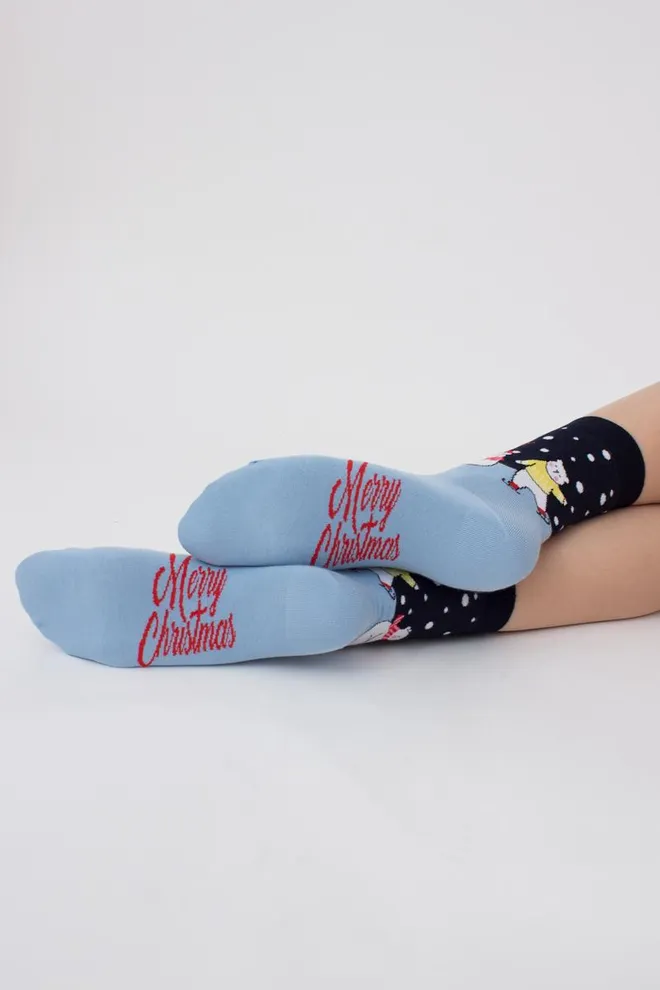Шкарпетки жіночі класичні з новорічним принтом Ws3 New Year (F) 2403 Giulia  (navy)