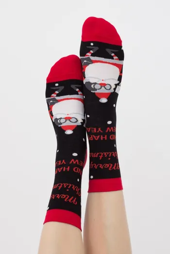 Носки женские классические новогодние WS3 NEW YEAR (F) 2404 Giulia (black), черный