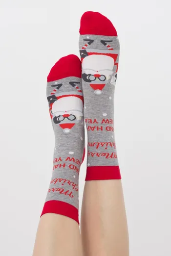 Шкарпетки жіночі класичні з принтом Ws3 New Year (F) 2404 Giulia (light grey melange)