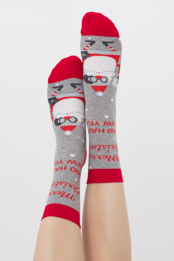 Шкарпетки жіночі класичні з принтом Ws3 New Year (F) 2404 Giulia (light grey melange)