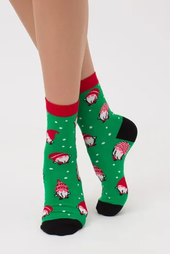 Шкарпетки жіночі класичні з новорічним принтом Ws3 New Year 2110 Giulia (island green)
