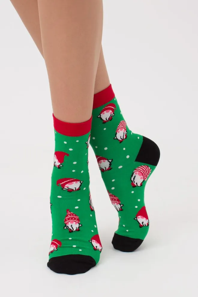 Носки женские классические с новогодним принтом Ws3 New Year 2110 Giulia (island green)