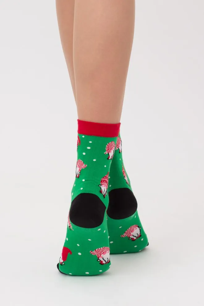 Носки женские классические с новогодним принтом Ws3 New Year 2110 Giulia (island green)