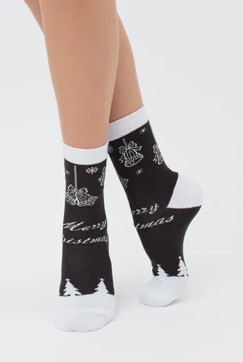Носки женские классические с новогодним принтом Ws3 New Year 2111 Giulia (pirate black) Носки женские классические с новогодним принтом Ws3 New Year 2111 Giulia (pirate black)