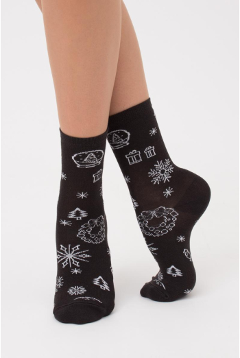 Носки женские классические с новогодним принтом Ws3 New Year 2112 Giulia (pirate black) Носки женские классические с новогодним принтом Ws3 New Year 2112 Giulia (pirate black)