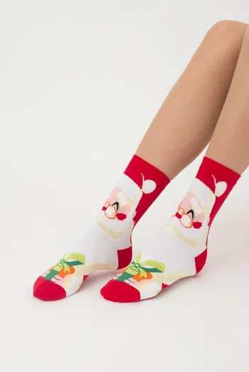 Шкарпетки жіночі класичні з принтом Ws3 New Year 2301 Giulia (white)