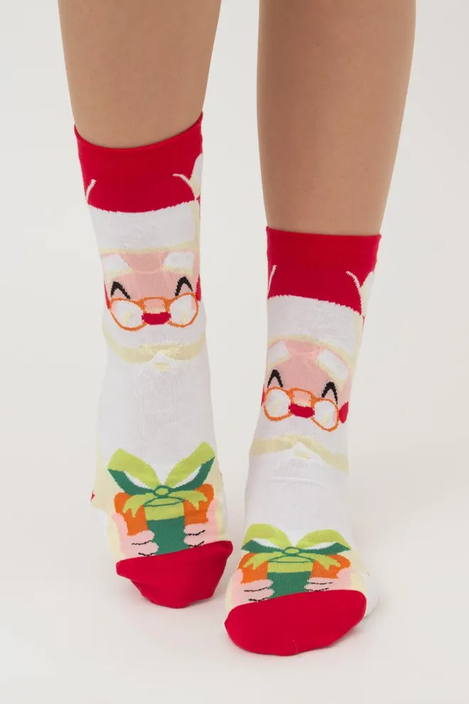 Носки женские классические с принтом Ws3 New Year 2301 Giulia (white)