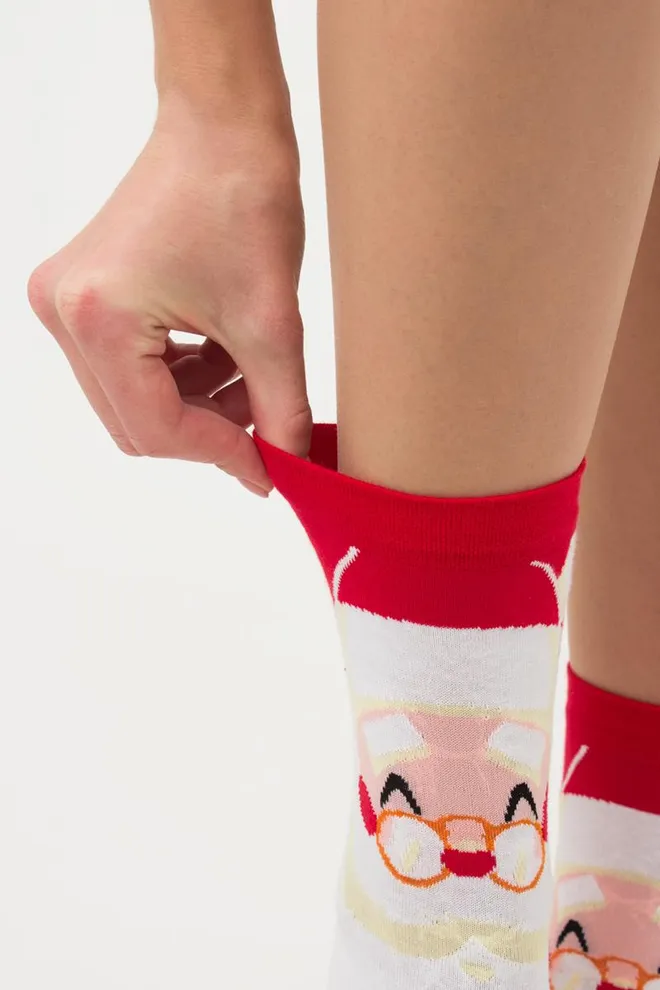 Носки женские классические с принтом Ws3 New Year 2301 Giulia (white)