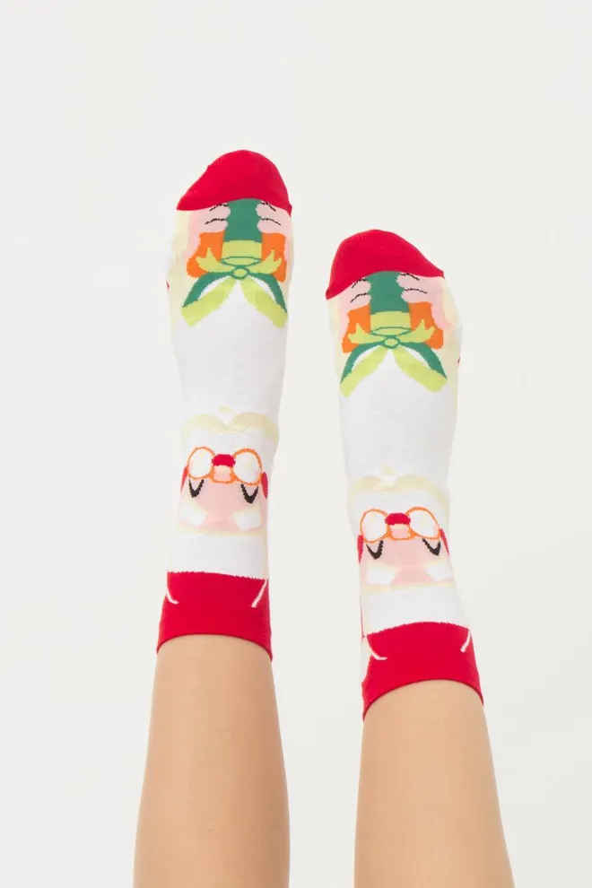 Носки женские классические с принтом Ws3 New Year 2301 Giulia (white)