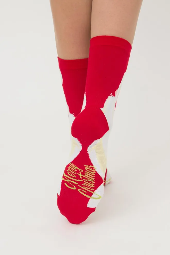 Носки женские классические с принтом Ws3 New Year 2301 Giulia (white)