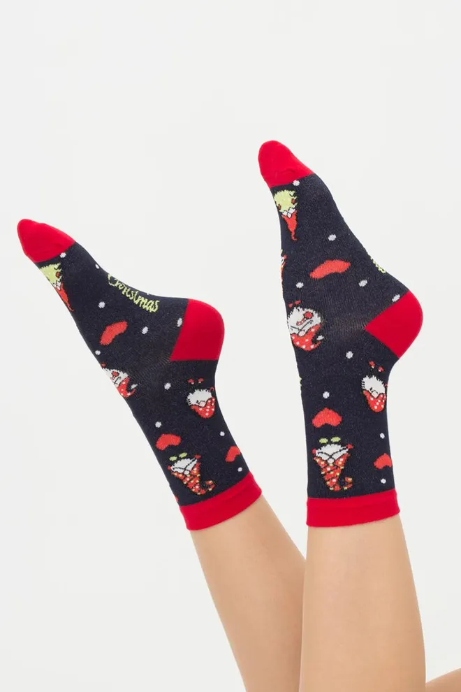 Носки женские классические с принтом Ws3 New Year 2303 Giulia (navy)