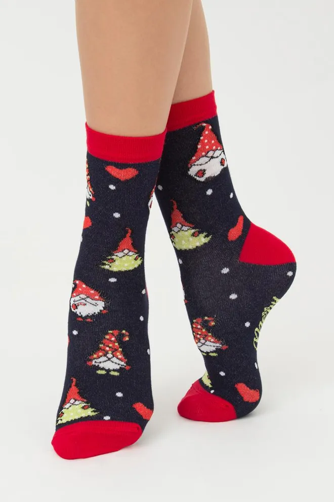 Носки женские классические с принтом Ws3 New Year 2303 Giulia (navy)