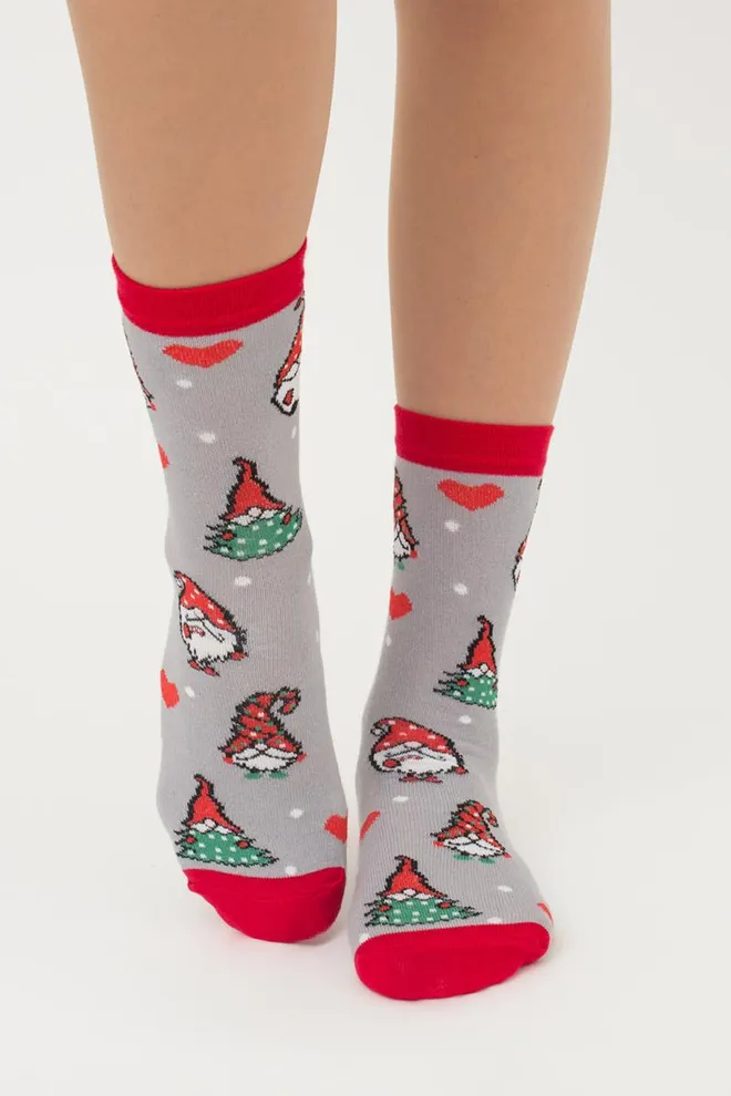 Носки женские классические с принтом Ws3 New Year 2303 Giulia (silver)