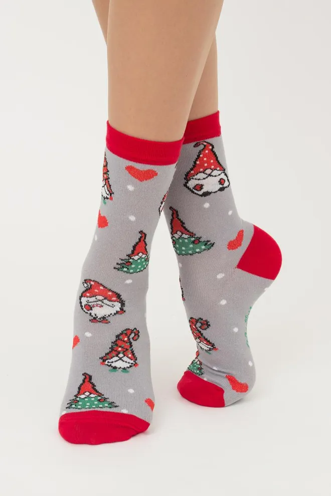 Носки женские классические с принтом Ws3 New Year 2303 Giulia (silver)