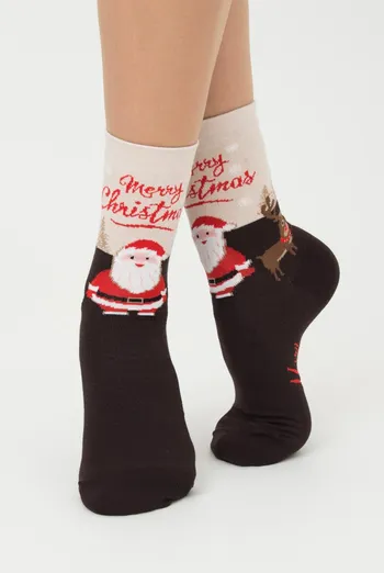 Носки женские классические с принтом Ws3 New Year 2305 Giulia (caffe)