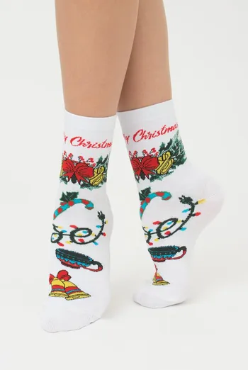 Шкарпетки жіночі класичні з принтом Ws3 New Year 2306 Giulia (white)