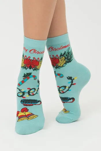 Носки женские классические с принтом Ws3 New Year 2306 Giulia (pastel turquoise) Носки женские классические с принтом Ws3 New Year 2306 Giulia (pastel turquoise)