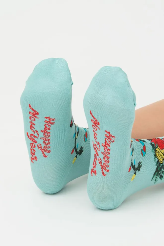 Носки женские классические с принтом Ws3 New Year 2306 Giulia (pastel turquoise)