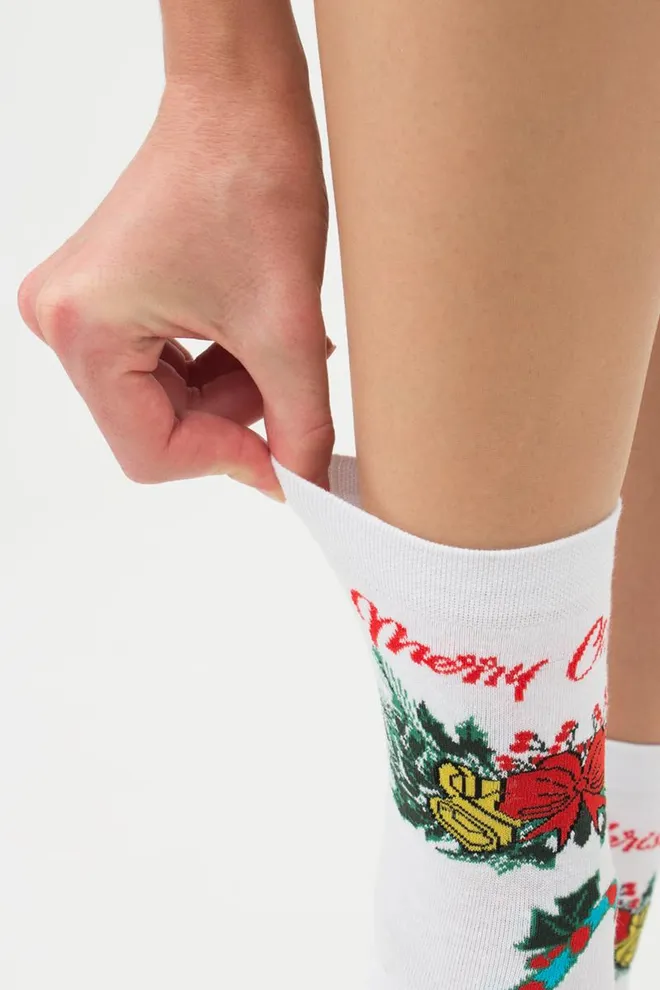 Носки женские классические с принтом Ws3 New Year 2306 Giulia (white)
