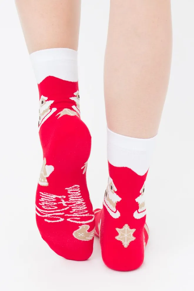 Шкарпетки жіночі класичні з принтом Ws3 New Year 2405 Giulia (red)