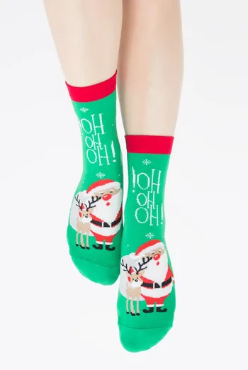 Шкарпетки жіночі класичні з новорічним принтом Ws3 New Year 2406 Giulia (island green)