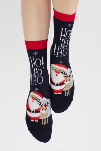 Носки женские классические с новогодним принтом Ws3 New Year 2406 Giulia (navy) Носки женские классические с новогодним принтом Ws3 New Year 2406 Giulia (navy)