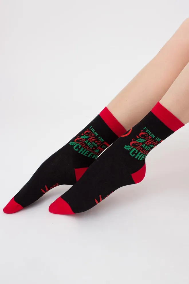 Носки женские классические с принтом Ws3 New Year 2407 Giulia (black)