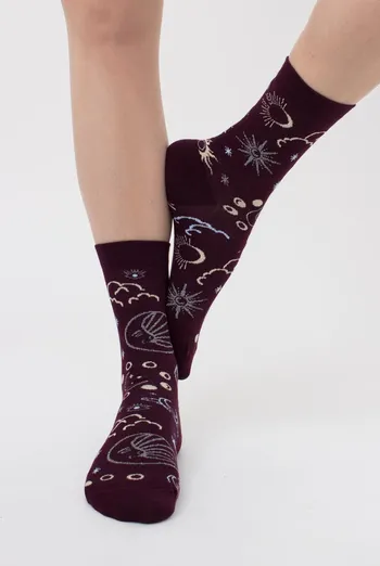 Носки женские классические с принтом Ws3 New Year 2410 Giulia (vintage grape) Носки женские классические с принтом Ws3 New Year 2410 Giulia (vintage grape)