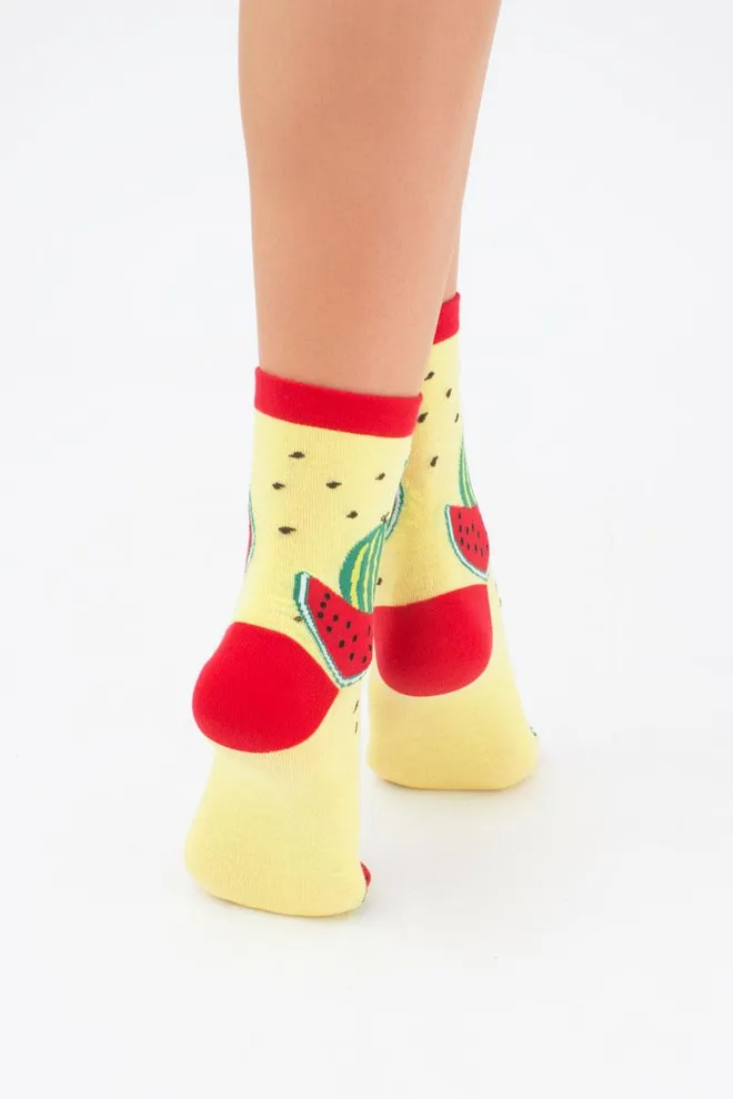 Шкарпетки жіночі класичні з фруктами WS3 soft berry 004 Giulia (lemon)
