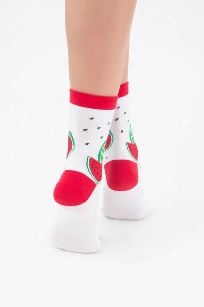 Носки женские классические с фруктами WS3 soft berry 004 Giulia (white)