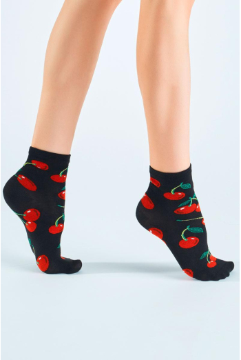 Шкарпетки жіночі класичні з фруктами WS3 soft berry 006 Giulia (black)