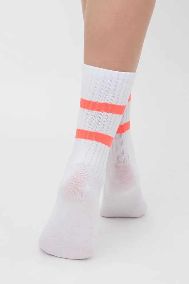 Шкарпетки жіночі класичні Ws3 soft neon 002 Giulia (white/orange)