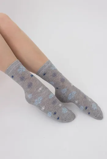 Шкарпетки жіночі теплі з малюнком Ws3 Terry 2301 Giulia (light grey melange)
