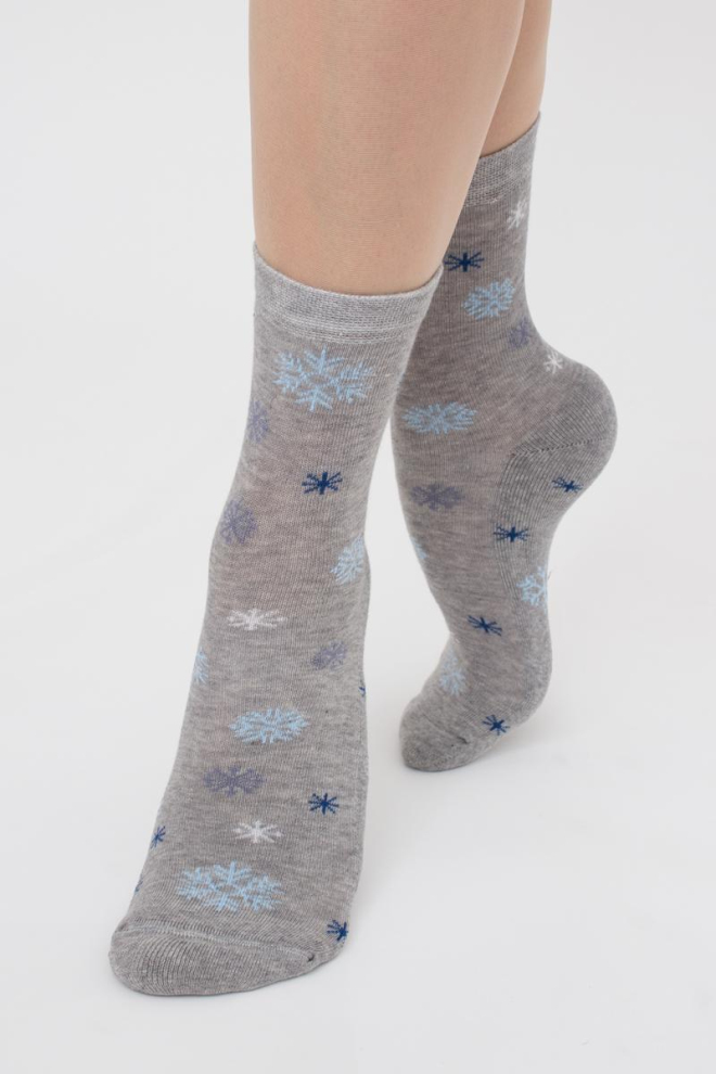 Шкарпетки жіночі теплі з малюнком Ws3 Terry 2301 Giulia (light grey melange)