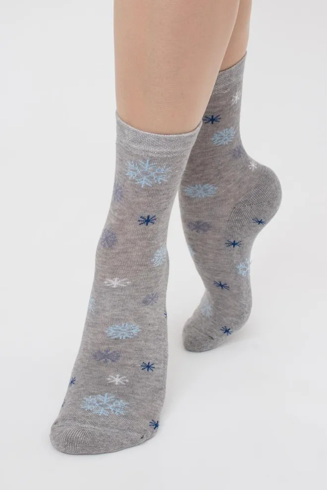 Носки женские теплые с рисунком Ws3 Terry 2301 Giulia (light grey melange)