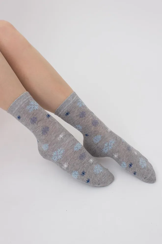 Носки женские теплые с рисунком Ws3 Terry 2301 Giulia (light grey melange)