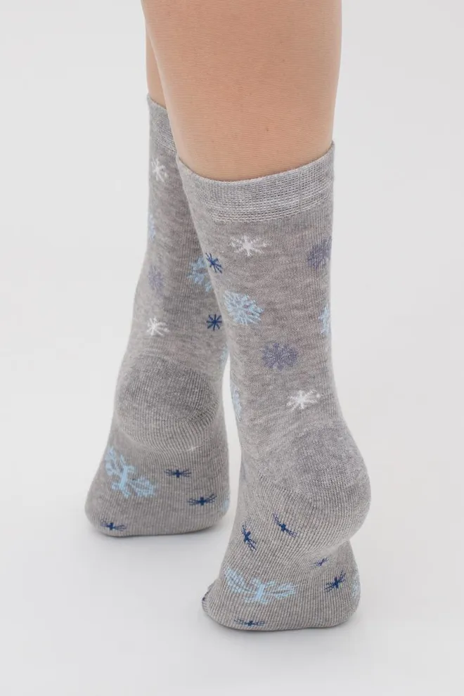Носки женские теплые с рисунком Ws3 Terry 2301 Giulia (light grey melange)