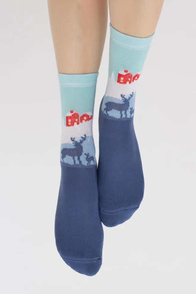 Носки женские теплые с рисунком Ws3 Terry 2302 Giulia (jeans)