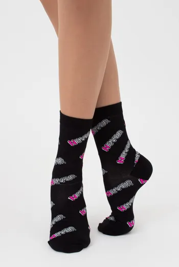 Шкарпетки жіночі класичні з написом WS3 text 002 Giulia (black)