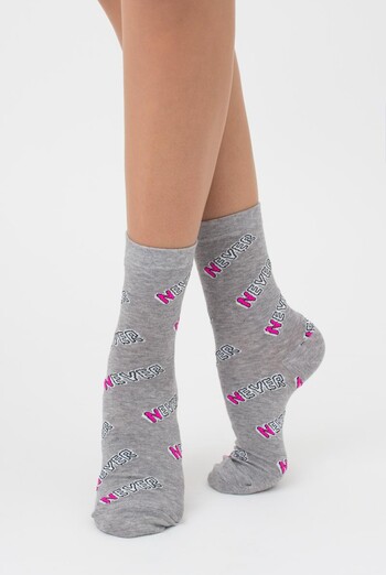 Шкарпетки жіночі класичні з написом WS3 text 002 Giulia (light grey melange)