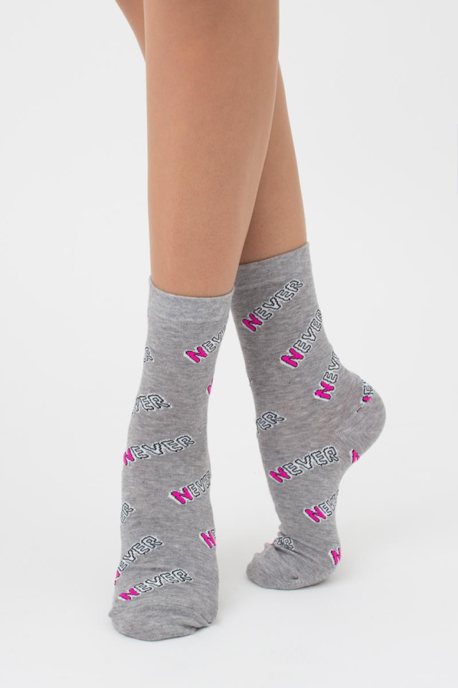 Шкарпетки жіночі класичні з написом WS3 text 002 Giulia (light grey melange)
